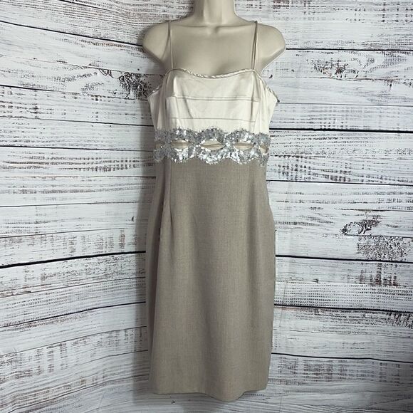 Etcetera Dress Womens size 10 sleeveless satin corset sequin sheath Midi party - Picture 2 of 7